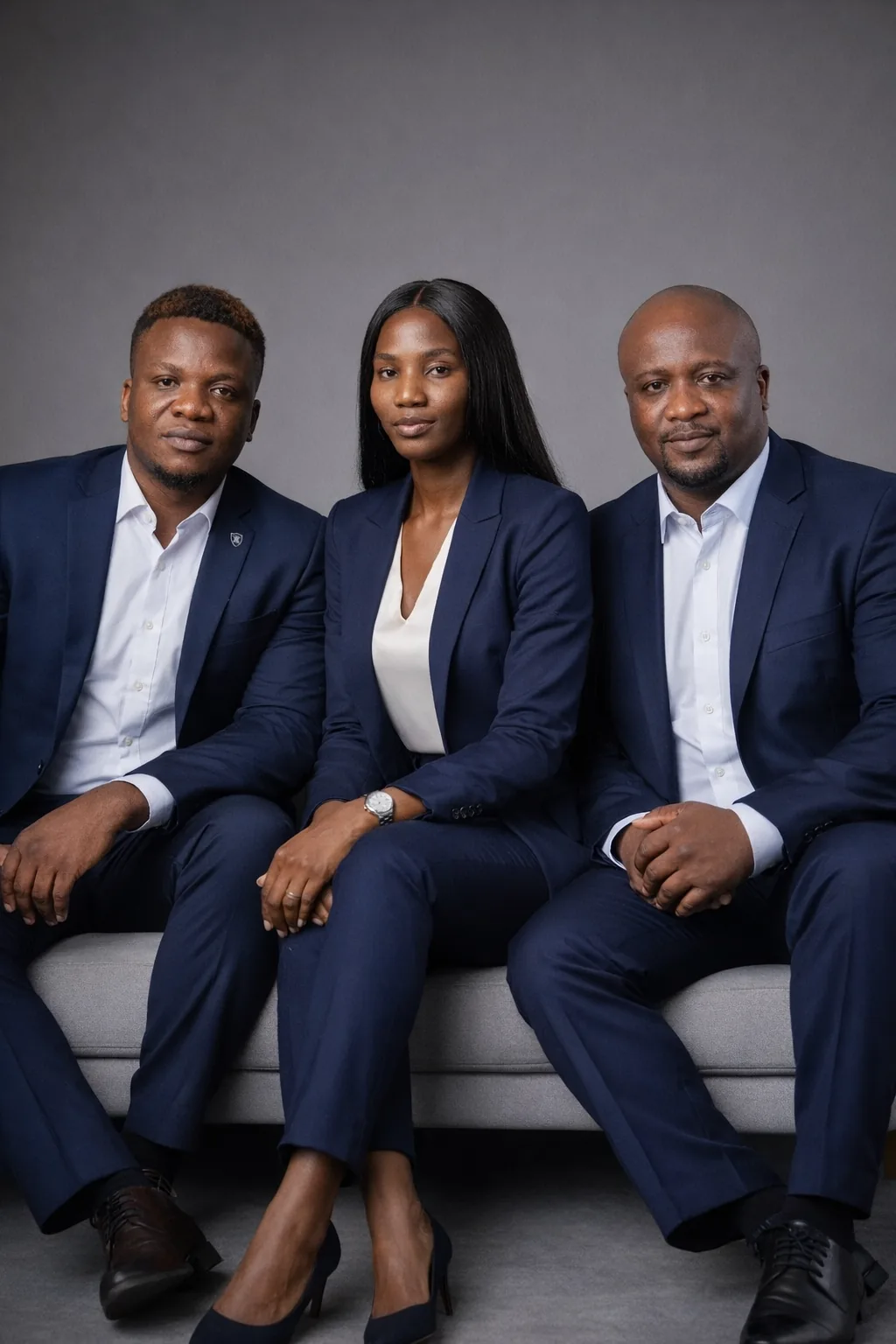Three Nyamula Logistics team members in a studio portrait