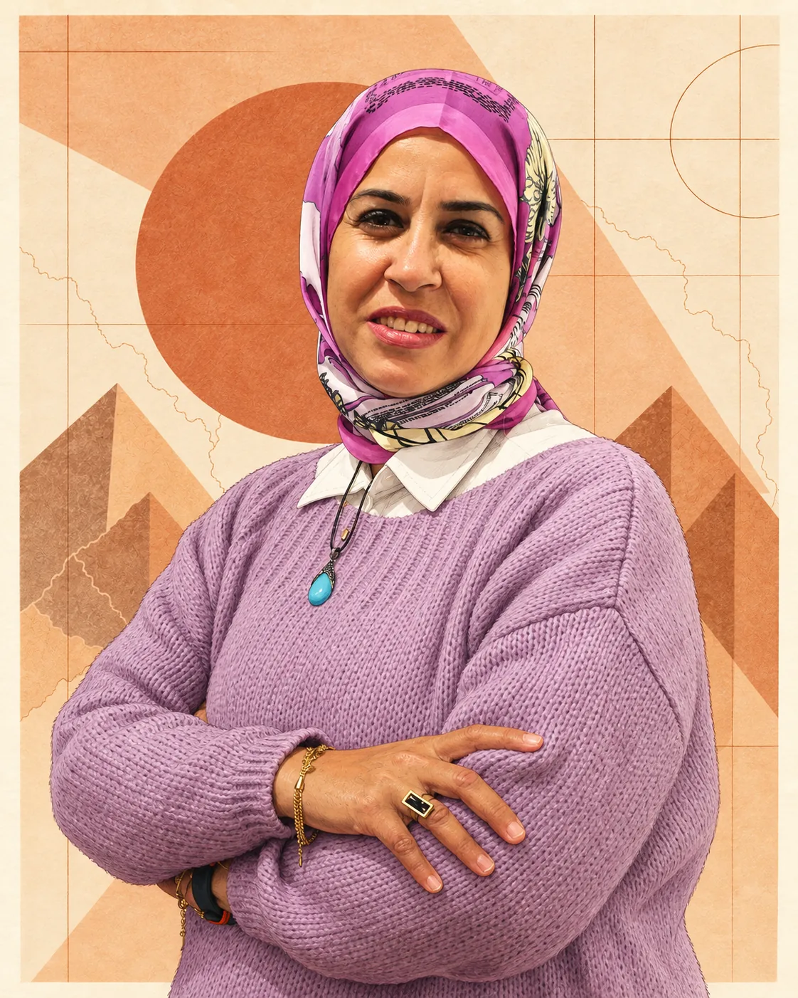 Illustrated portrait of Sabreen Morsey