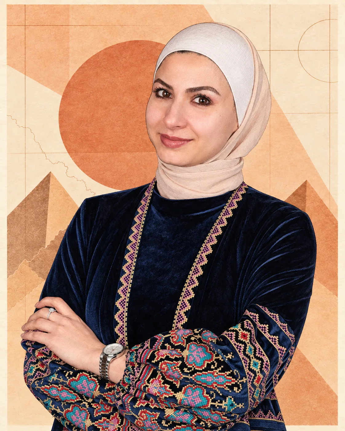 Illustrated portrait of Nour Arafat